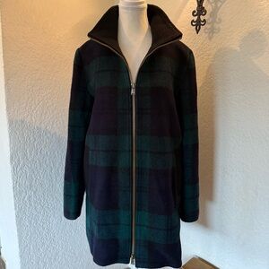 Pendleton Women's wool blend coat green navy- blue and black sz M